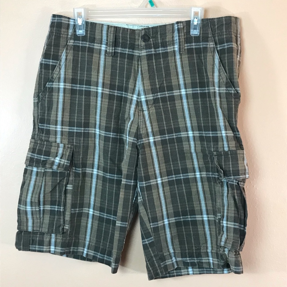 Old Navy Brown Plaid Cotton Cargo Shorts Men 34